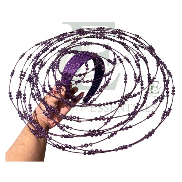 Purple Beaded Couture Fascinator main image 5